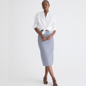 No. 3 Pencil skirt in gingham bi-stretch cotton